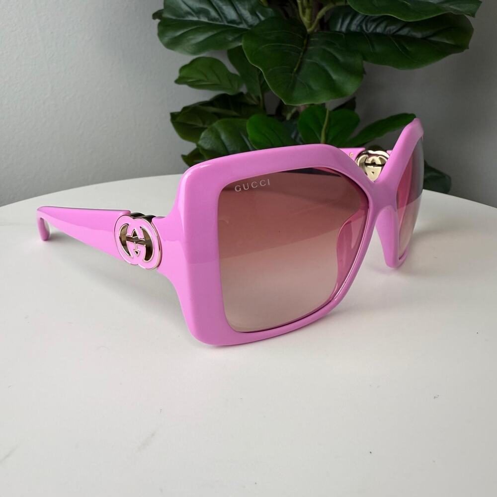 Gucci  Acetate Square Frame Sunglasses Pink